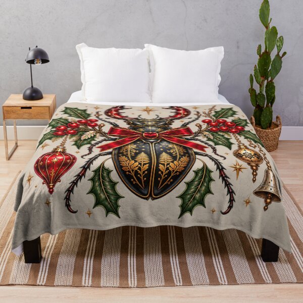 Item preview, Christmas Stag Beetle - Vintage Woodland Art designed and sold by NViora.