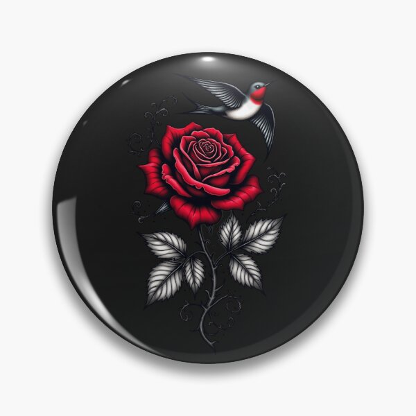 Item preview, Swallow and Red Rose – Traditional Tattoo Flash RBA-2026-0212-F designed and sold by IdeaSmith.