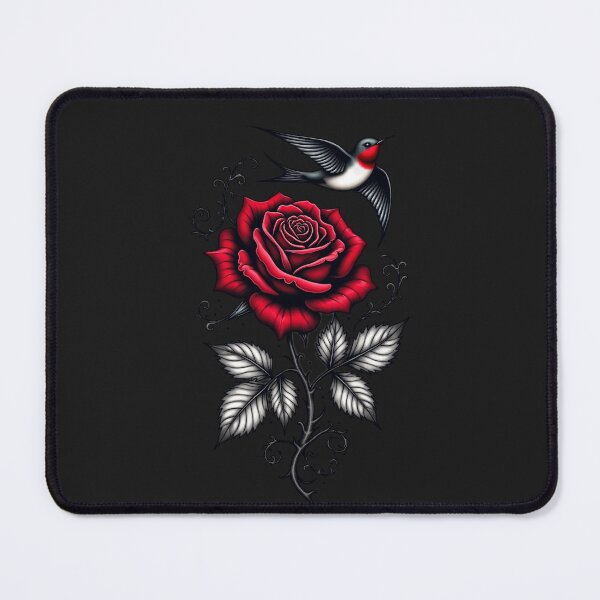 Item preview, Swallow and Red Rose – Traditional Tattoo Flash RBA-2026-0212-F designed and sold by IdeaSmith.