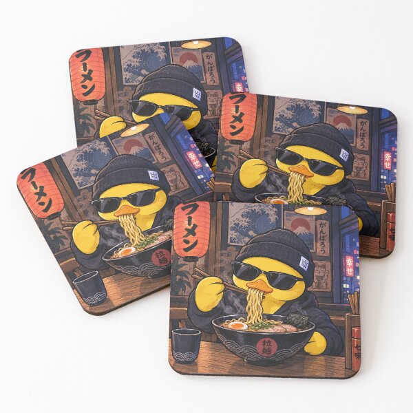 Item preview, Cool Duck Eating Ramen in Tokyo Noodle Bar Art designed and sold by Silly Goose Party.