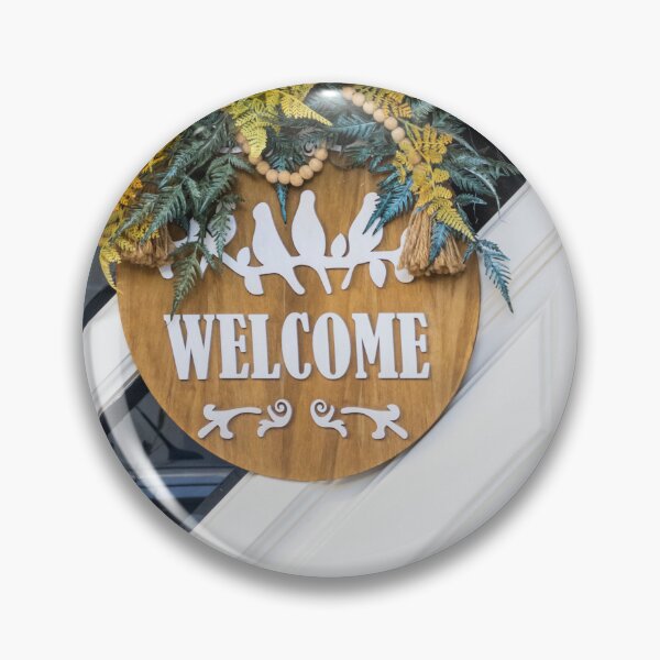 Item preview, Welcome Door Wreath With Greenery And Wooden Sign Hanging On White Front Door For Home Decor designed and sold by Nmallia.