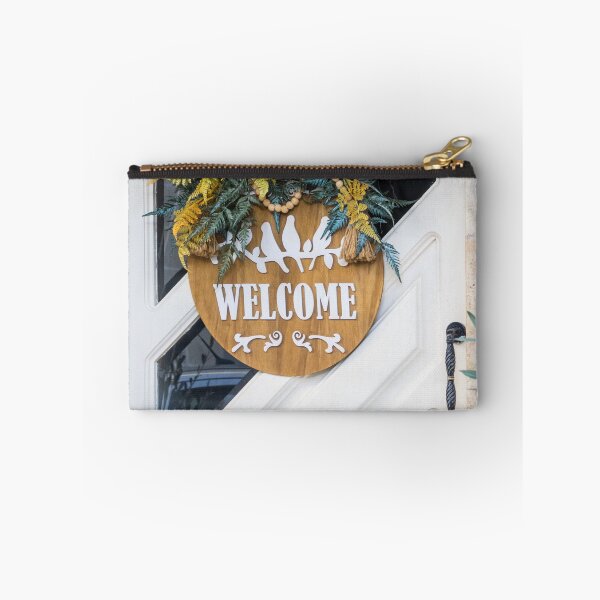 Item preview, Welcome Door Wreath With Greenery And Wooden Sign Hanging On White Front Door For Home Decor designed and sold by Nmallia.