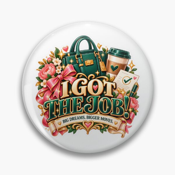 Item preview, I Got the Job Sticker – New Job Celebration, Career Success & Emerald Green Gold Aesthetic designed and sold by CoquetteLunaCo.