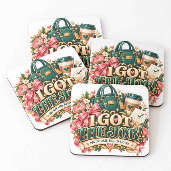 Item preview, I Got the Job Sticker – New Job Celebration, Career Success & Emerald Green Gold Aesthetic designed and sold by CoquetteLunaCo.