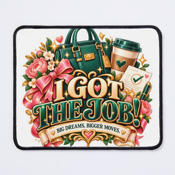 Item preview, I Got the Job Sticker – New Job Celebration, Career Success & Emerald Green Gold Aesthetic designed and sold by CoquetteLunaCo.