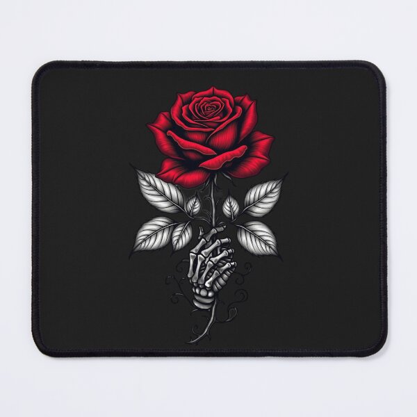 Item preview, Skeleton Hand Holding a Red Rose – Gothic Tattoo RBA-2026-0211-F designed and sold by IdeaSmith.