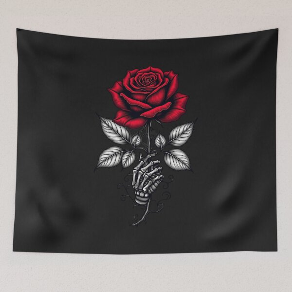 Item preview, Skeleton Hand Holding a Red Rose – Gothic Tattoo RBA-2026-0211-F designed and sold by IdeaSmith.