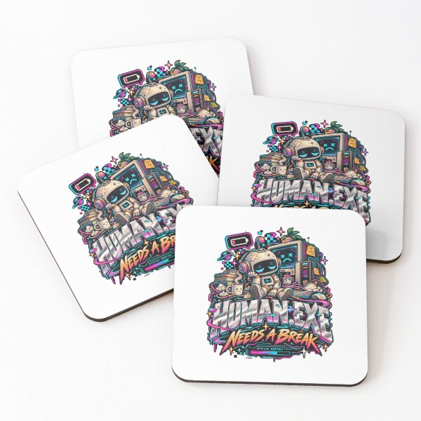 Item preview, Human.exe Needs a Break – Funny Tired Robot & Digital Burnout designed and sold by NarpLTD.