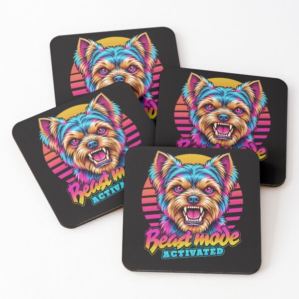 Item preview, Terrier Yorkshire Dog Beast Mode - Neon Cyberpunk Horror designed and sold by PixelsPaws.