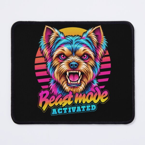 Item preview, Terrier Yorkshire Dog Beast Mode - Neon Cyberpunk Horror designed and sold by PixelsPaws.