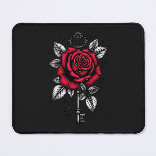 Item preview, Skeleton Key and Red Rose – Gothic Tattoo Art RBA-2026-0210-F designed and sold by IdeaSmith.