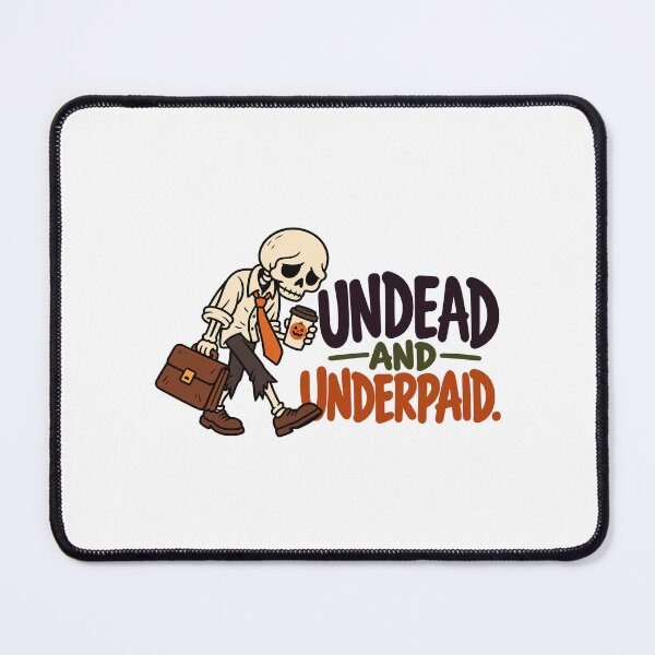 Item preview, Undead and Underpaid Skeleton Sticker - Funny Corporate Burnout Quote designed and sold by VYBEHAUS.