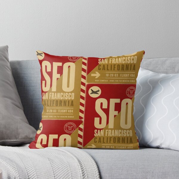 Item preview, SFO Airport Code Luggage Tag – Scarlet Red & Gold Retro Airline Design designed and sold by rootcompass.