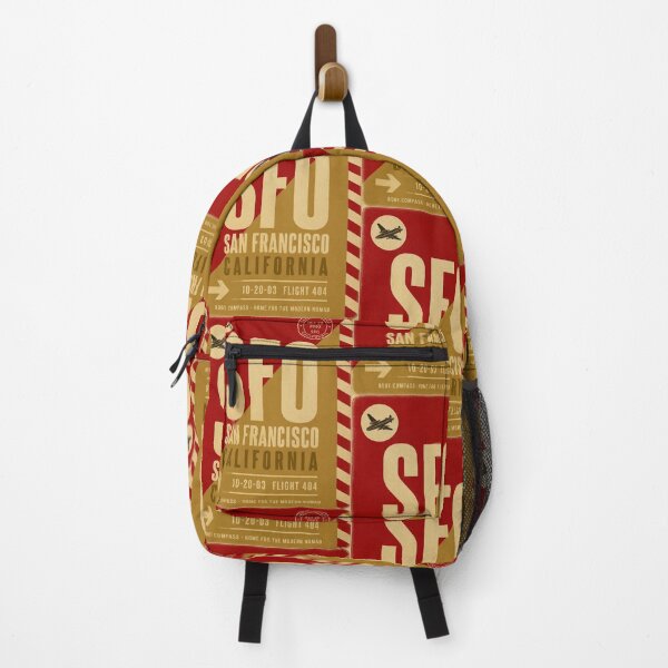 Item preview, SFO Airport Code Luggage Tag – Scarlet Red & Gold Retro Airline Design designed and sold by rootcompass.
