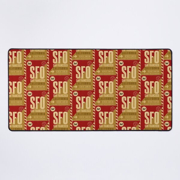 Item preview, SFO Airport Code Luggage Tag – Scarlet Red & Gold Retro Airline Design designed and sold by rootcompass.