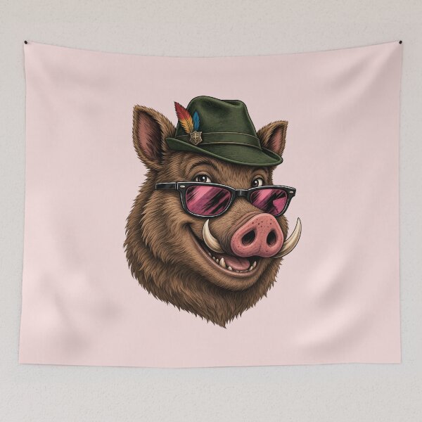 Item preview, Wild boar wearing a forester's hat designed and sold by design-rebell.