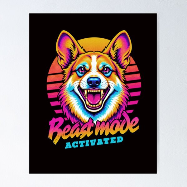 Item preview, Corgi Dog Beast Mode - Neon Cyberpunk Horror designed and sold by PixelsPaws.