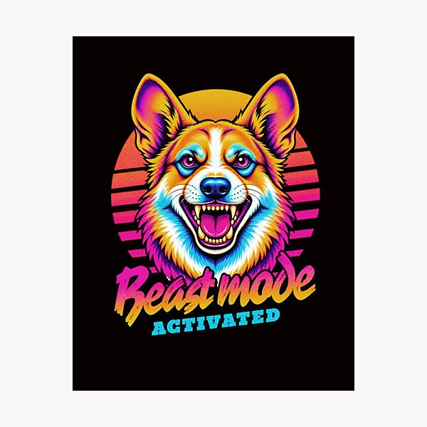 Item preview, Corgi Dog Beast Mode - Neon Cyberpunk Horror designed and sold by PixelsPaws.