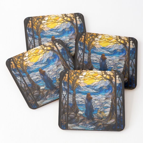 Item preview, Winter Woman Stained Glass Landscape designed and sold by pinkal.