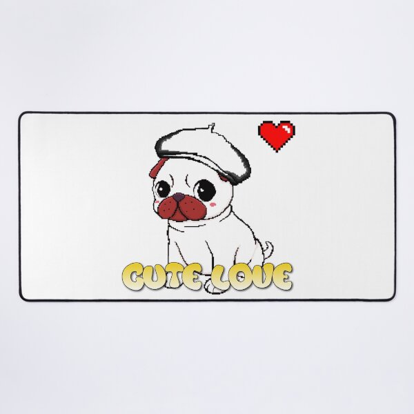 Item preview, Cute Love Pug with Pixel Heart Retro Art designed and sold by PopDigital.