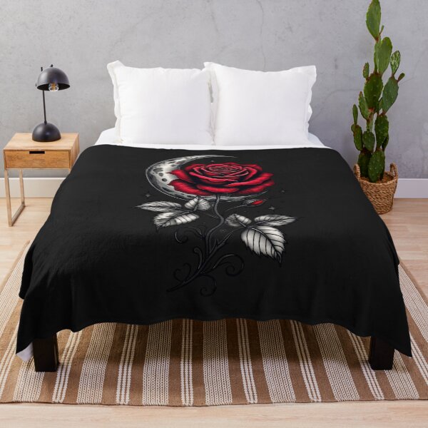Item preview, Crescent Moon and Red Rose – Gothic Tattoo Art RBA-2026-0209-F designed and sold by IdeaSmith.