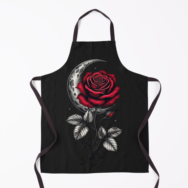 Item preview, Crescent Moon and Red Rose – Gothic Tattoo Art RBA-2026-0209-F designed and sold by IdeaSmith.