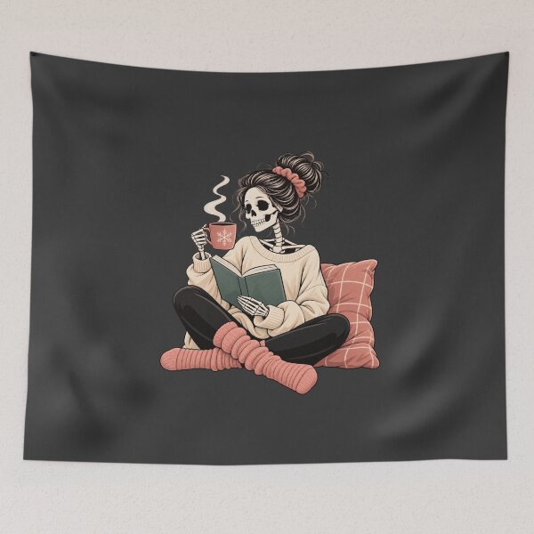 Item preview, Cozy Winter Skeleton Book Lover Gift Homebody Reading Style designed and sold by Corvoria.