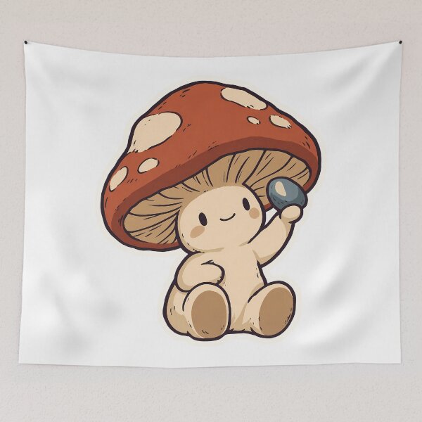 Item preview, Proud Mushroom Sprite with Shiny Pebble Goblincore designed and sold by OuqCreations.
