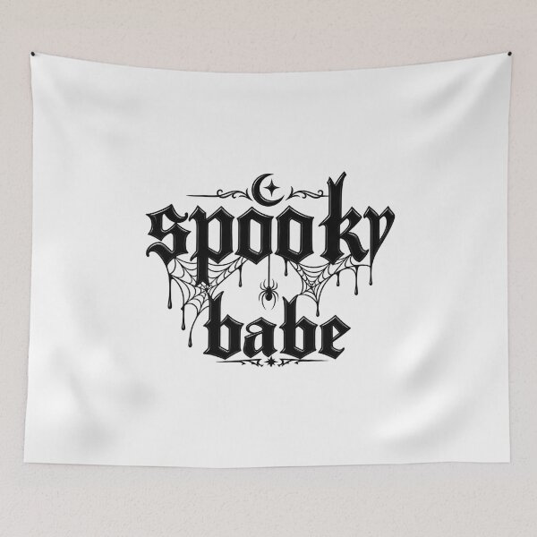 Item preview, Spooky Babe – Gothic Blackletter Typography with Crescent Moon and Dripping Text designed and sold by IrhaArts.