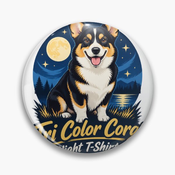 Item preview, Tri-Color Corgi Illustration with Night Sky Background designed and sold by dejan1471.