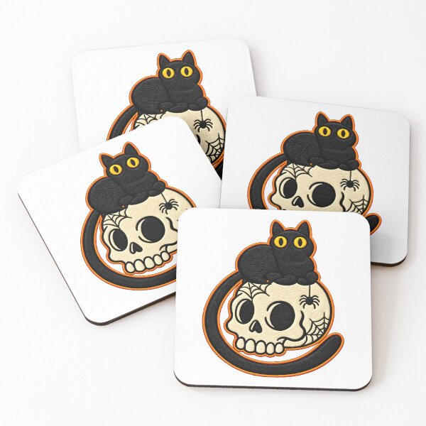 Item preview, Gothic Skull Cat Eerie Spooky Kittens Halloween Art designed and sold by ArtDesignTp.
