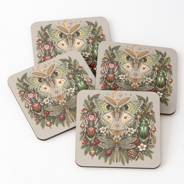 Item preview, Celestial Moth and Beetles - Moonlit Forest Art designed and sold by NViora.
