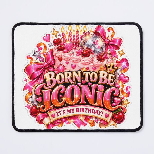 Item preview, Born to Be Iconic Birthday Sticker – Pink Disco Ball Cake, Glam Birthday Girl Aesthetic designed and sold by CoquetteLunaCo.