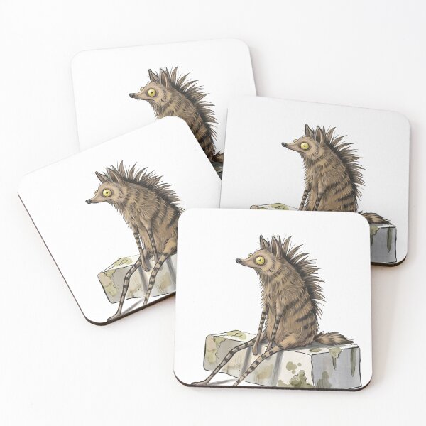 Item preview, Weird Striped Hyena Sitting On Rocks Illustration - Funny Awkward Animal Art designed and sold by jassoart.