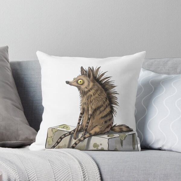 Item preview, Weird Striped Hyena Sitting On Rocks Illustration - Funny Awkward Animal Art designed and sold by jassoart.