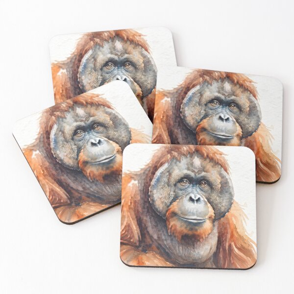 Item preview, Majestic Orangutan Watercolor Art – Expressive Primate Portrait, Wildlife Splash Painting  designed and sold by TeeBeeDesigns.