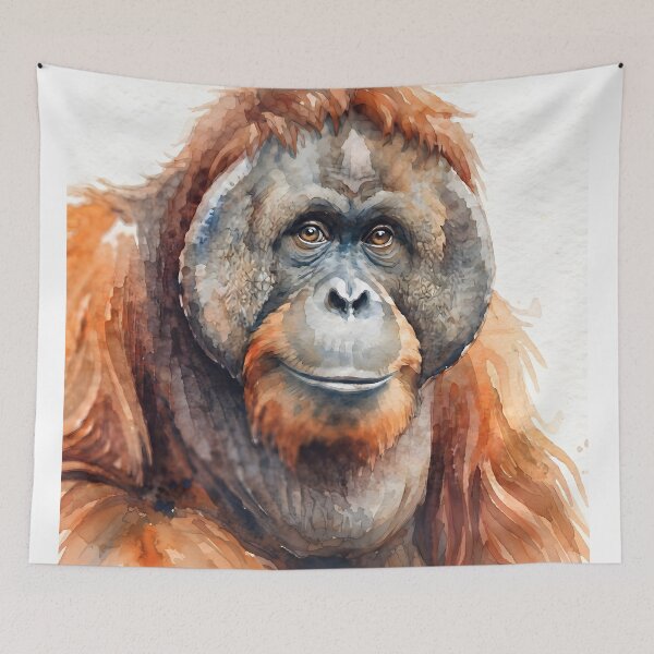 Item preview, Majestic Orangutan Watercolor Art – Expressive Primate Portrait, Wildlife Splash Painting  designed and sold by TeeBeeDesigns.