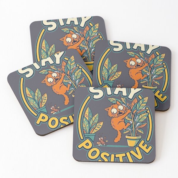 Item preview, Funny Panicking Cat and Cockroach "Stay Positive" Retro Design designed and sold by PalettePop..