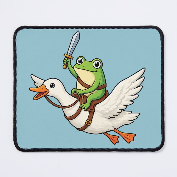 Item preview, Cute Frog Knight Riding a Flying Goose – Funny Fantasy Cartoon Illustration designed and sold by IrhaArts.