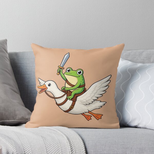 Item preview, Cute Frog Knight Riding a Flying Goose – Funny Fantasy Cartoon Illustration designed and sold by IrhaArts.