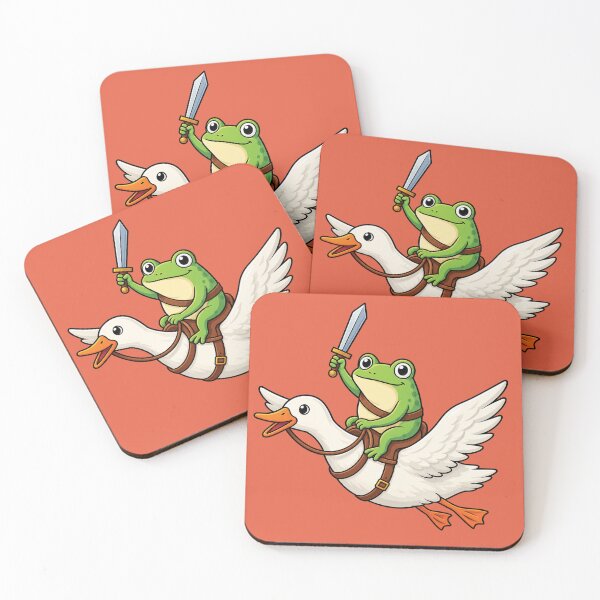 Item preview, Cute Frog Knight Riding a Flying Goose – Funny Fantasy Cartoon Illustration designed and sold by IrhaArts.