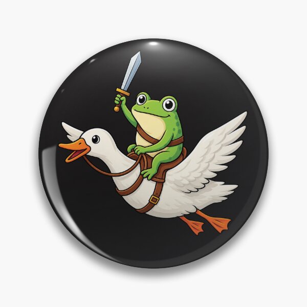Item preview, Cute Frog Knight Riding a Flying Goose – Funny Fantasy Cartoon Illustration designed and sold by IrhaArts.