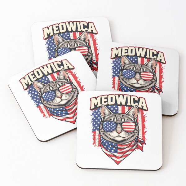 Item preview, Meowica Cat – Patriotic American Cat with USA Flag Sunglasses designed and sold by IrhaArts.