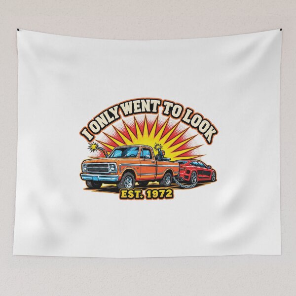 Item preview, I Only Went To Look - Vintage Truck Towing Sports Car T-Shirt Design designed and sold by IrhaArts.