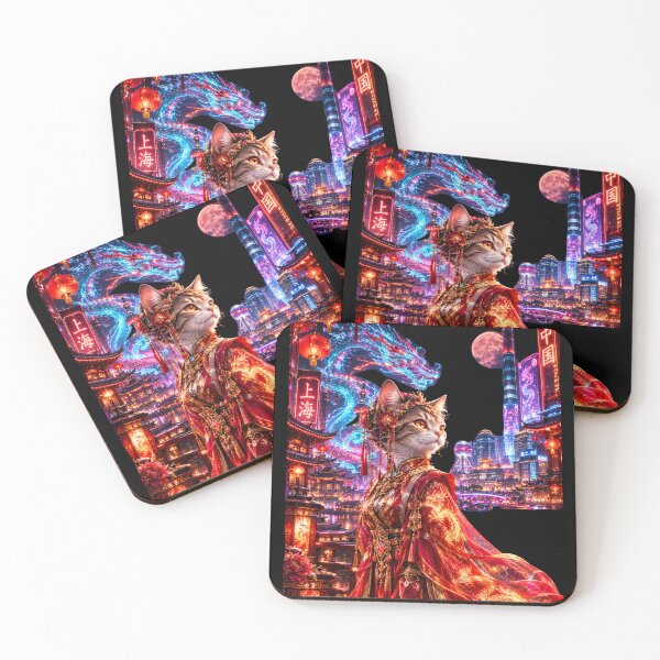 Item preview, Neon Chinese Cat – Dragon Empress of Shanghai designed and sold by Neon Riot Studio.