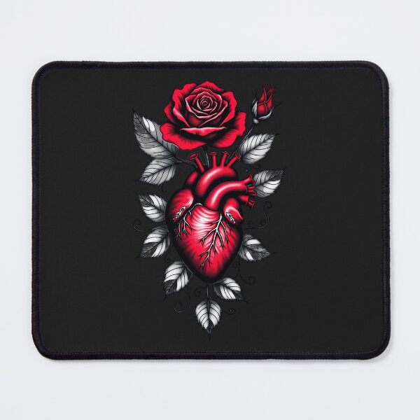 Item preview, Anatomical Heart and Red Rose – Gothic Tattoo Art RBA-2026-0206-F designed and sold by IdeaSmith.
