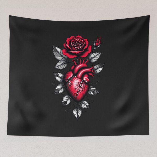 Item preview, Anatomical Heart and Red Rose – Gothic Tattoo Art RBA-2026-0206-F designed and sold by IdeaSmith.