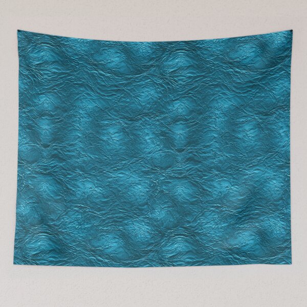 Item preview, Vibrant Cyan Crumpled Metallic Foil Art designed and sold by Piotrek0001.