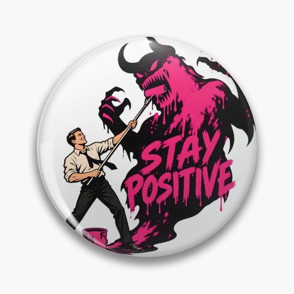 Item preview, Stay Positive - Man Painting a Demon Shadow Pink designed and sold by Digipeel.