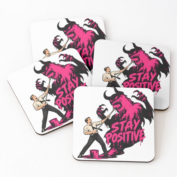 Item preview, Stay Positive - Man Painting a Demon Shadow Pink designed and sold by Digipeel.